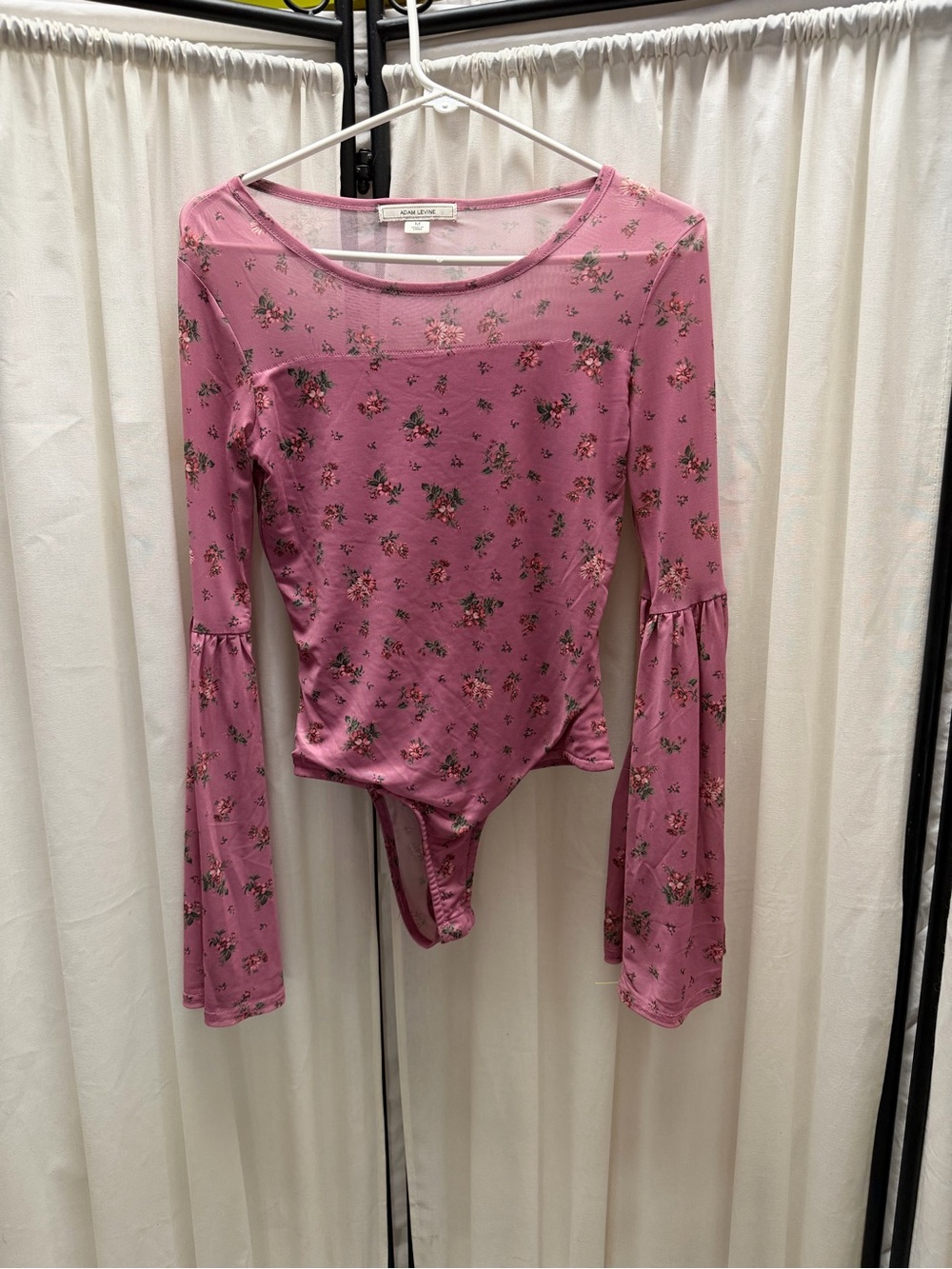 Adam Levine Collection Rose-Pink Floral Bell-Sleeve Bodysuit